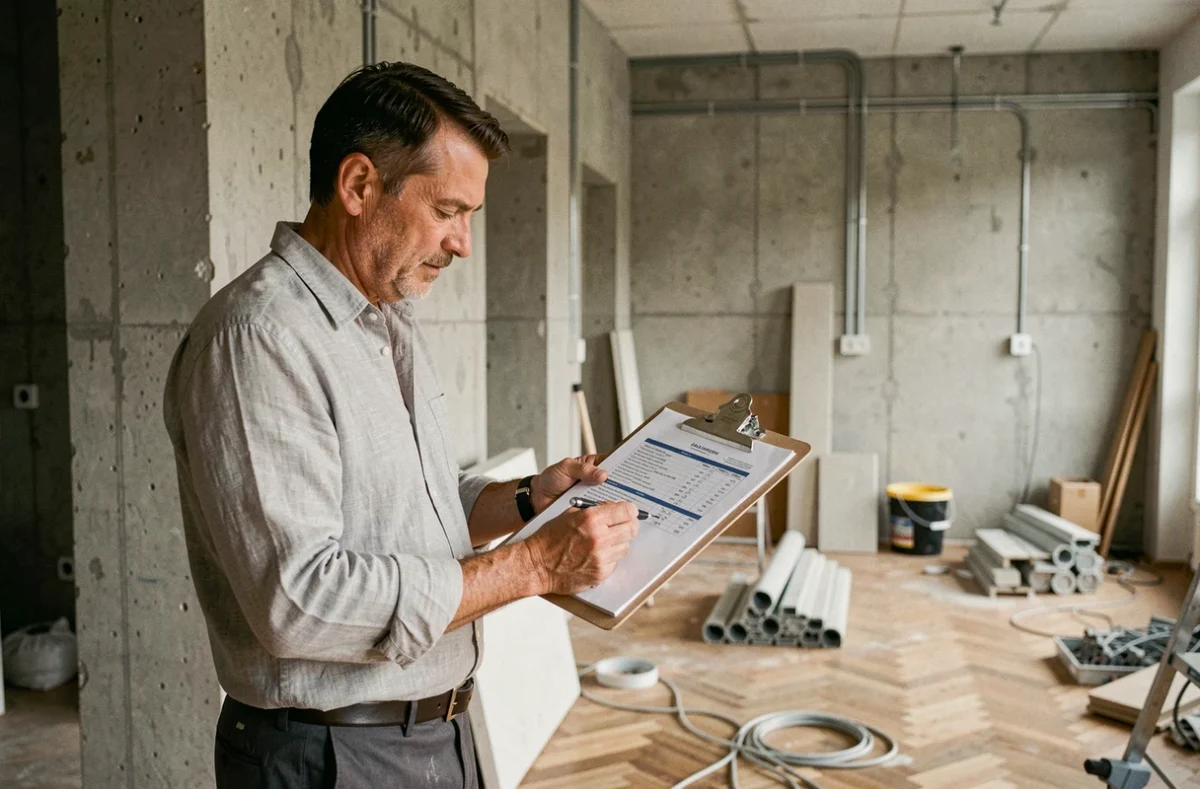 Propriétaire-investisseur analysant le budget de rénovation de son appartement locatif en travaux